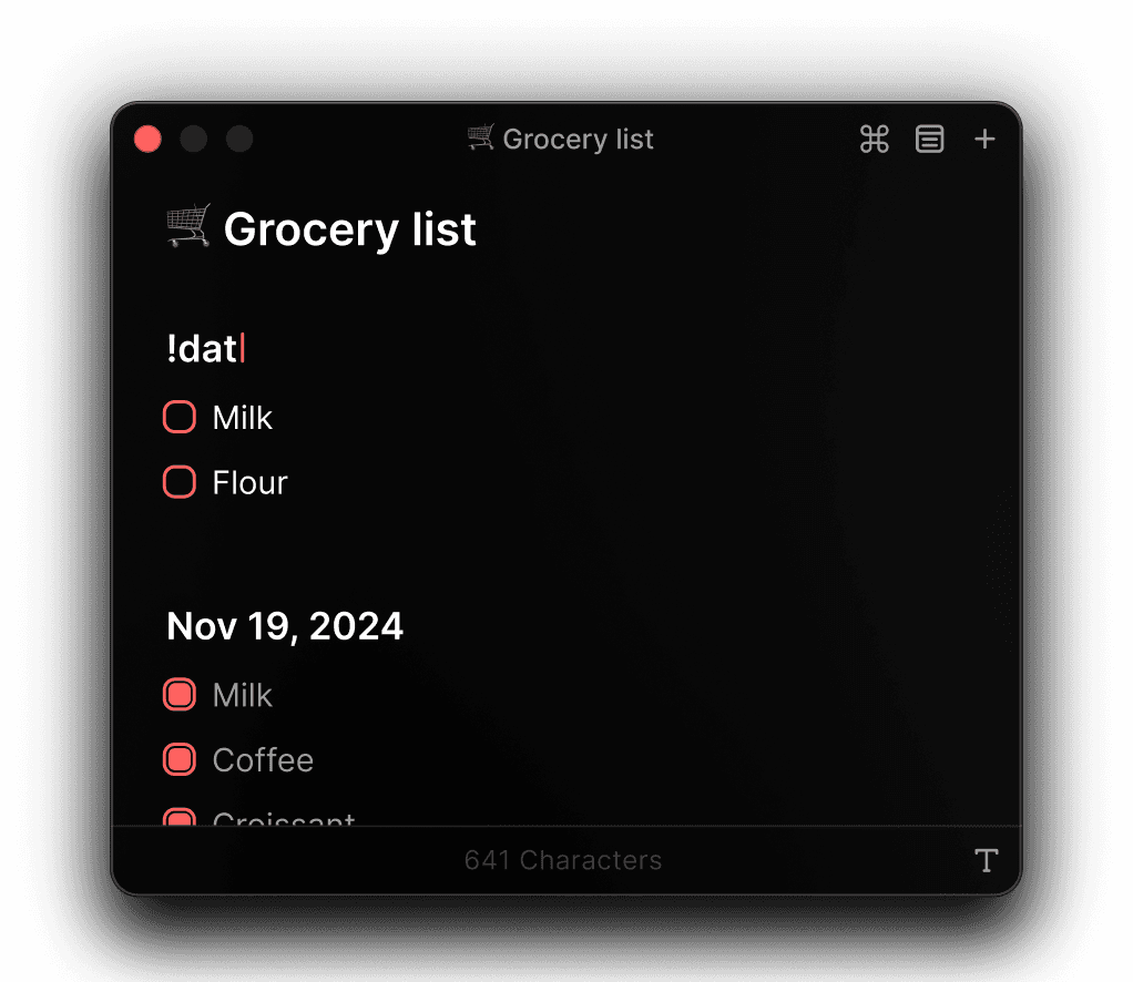 Grocery list